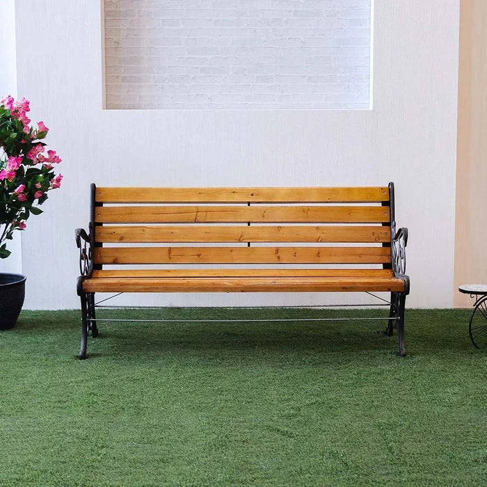 Wooden Park Bench-Dark Teak/Bronze-150 cm