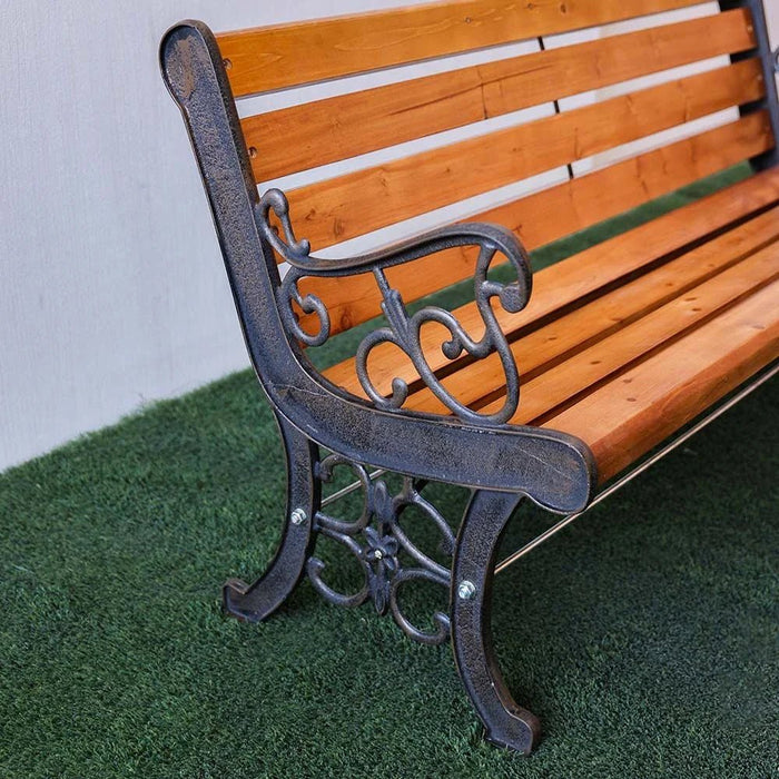 Wooden Park Bench-Dark Teak/Bronze-150 cm