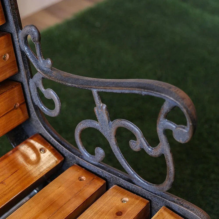 Wooden Park Bench-Dark Teak/Bronze-150 cm