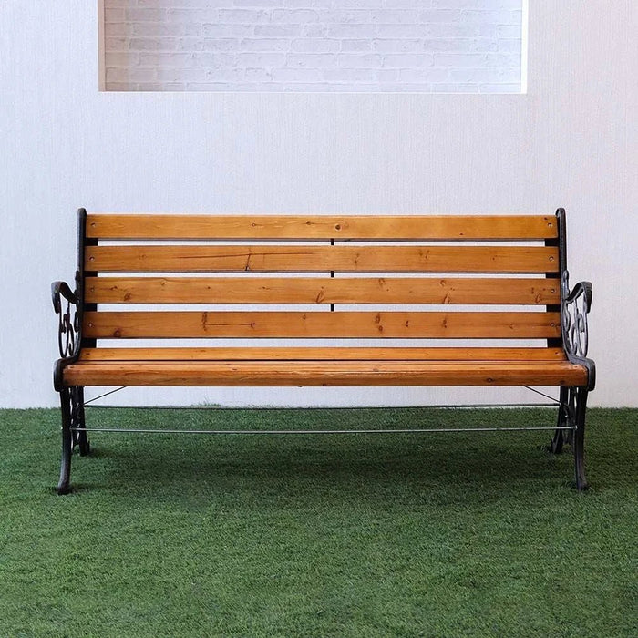 Wooden Park Bench-Dark Teak/Bronze-150 cm