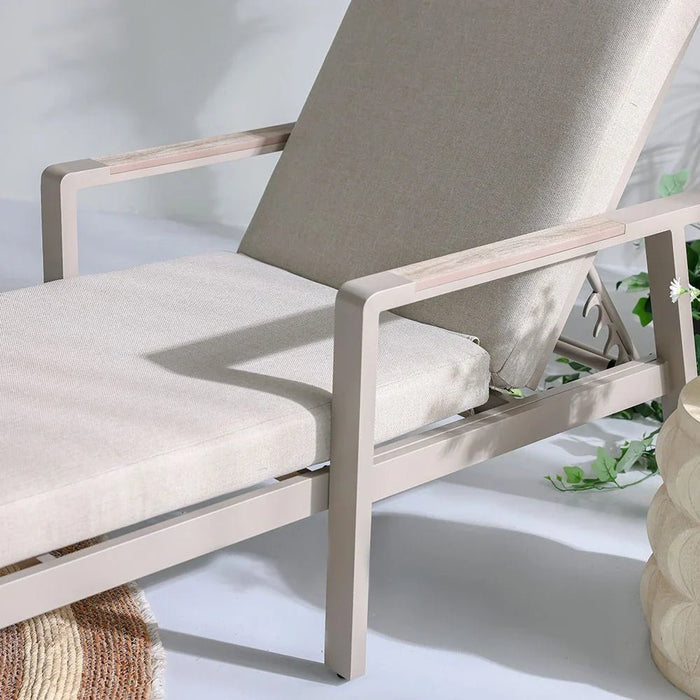 Macy Sun Lounger-Beige-With 2-Year Warranty