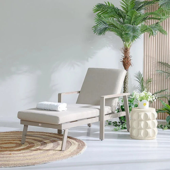 Macy Sun Lounger-Beige-With 2-Year Warranty