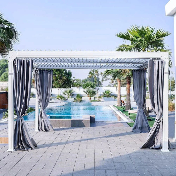 Ambrose Automatic Pergola with Automated Roof & LED-White-With 2-Year Warranty