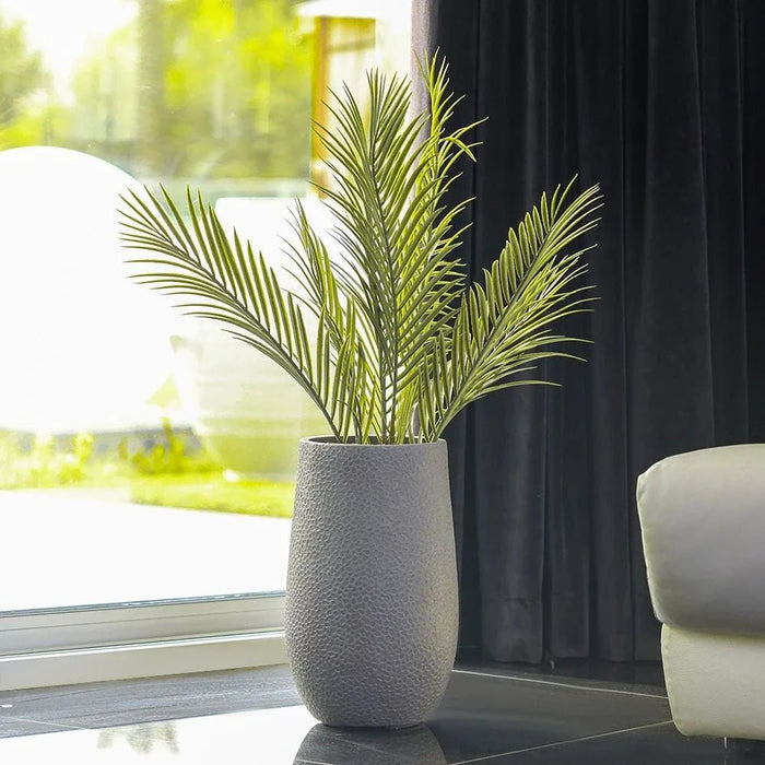 Fiber Clay Pot with Volcanic Design-Grey-25x25x40 CM