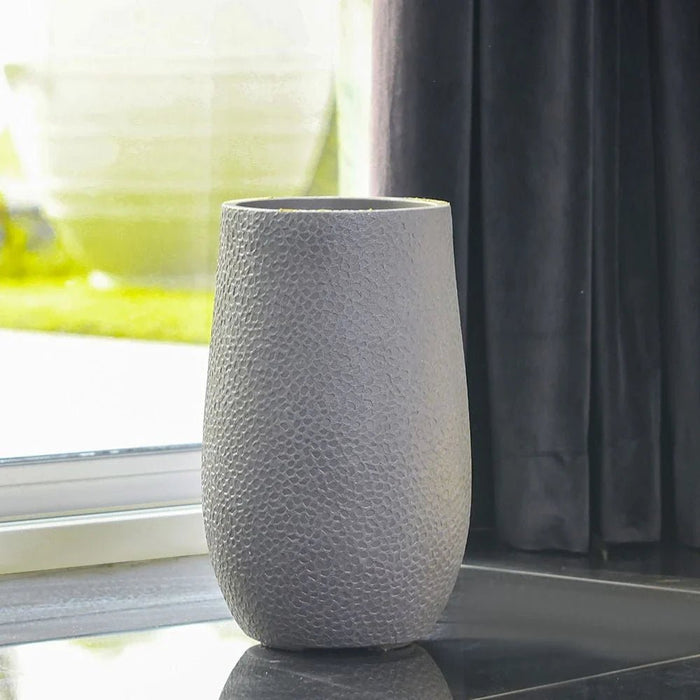 Fiber Clay Pot with Volcanic Design-Grey-25x25x40 CM