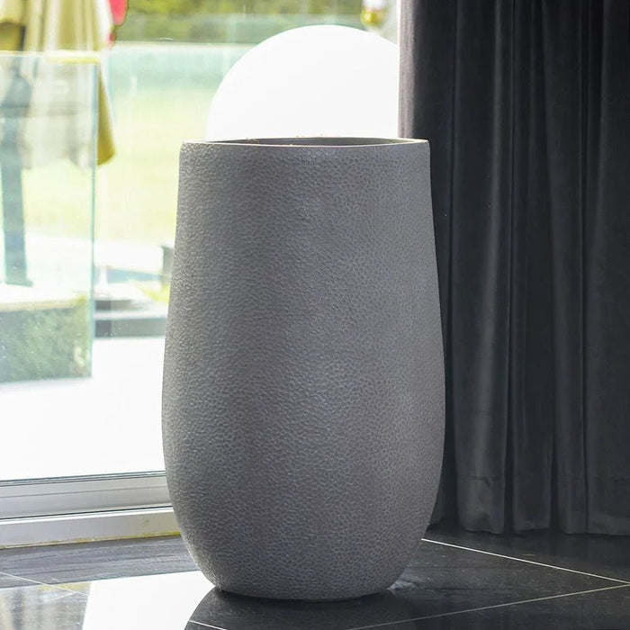 Fiber Clay Pot with Volcanic Design-Grey-48x48x75 CM