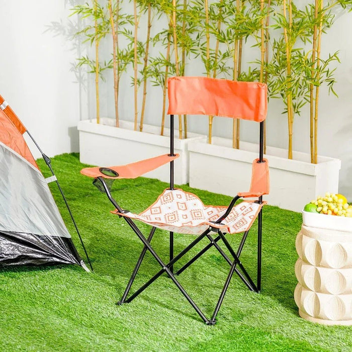 Folding Picnic Chair-Orange/White-54x54x92 cm