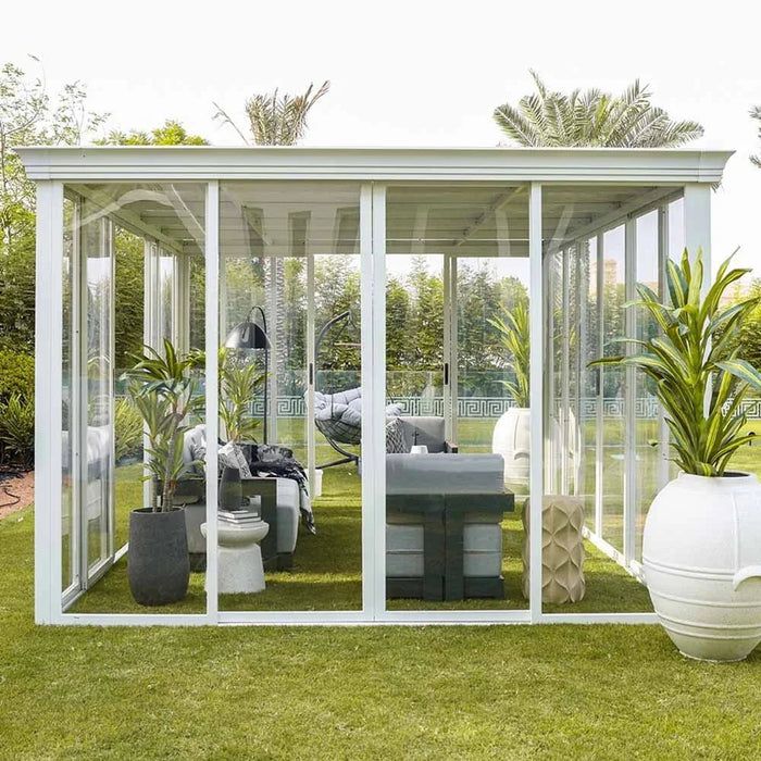 Eden House Gazebo with Light-White/Transparent-3.7x5.5x2.5 M-With 2-Year Warranty-By Ziantti