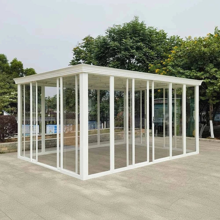 Eden House Gazebo with Light-White/Transparent-3.7x5.5x2.5 M-With 2-Year Warranty-By Ziantti
