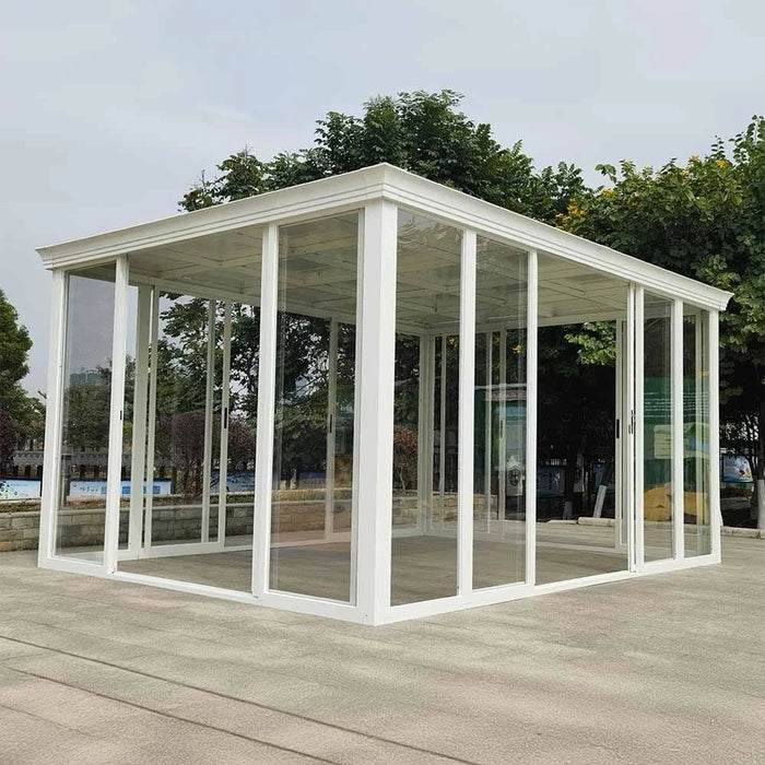 Eden House Gazebo with Light-White/Transparent-3.7x5.5x2.5 M-With 2-Year Warranty-By Ziantti