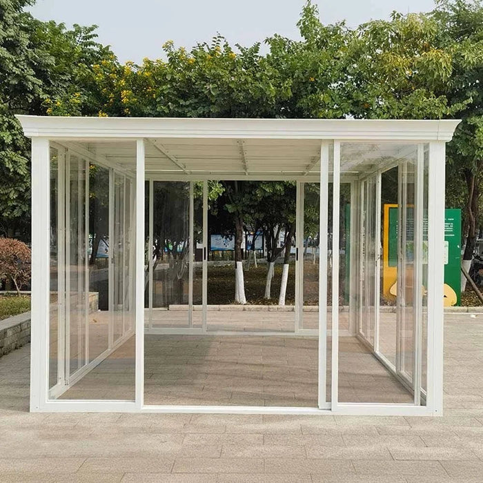 Eden House Gazebo with Light-White/Transparent-3.7x5.5x2.5 M-With 2-Year Warranty-By Ziantti