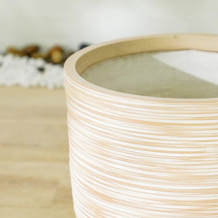 Fiber Clay Pot-Rattan Design-Beige-37x37x34 CM
