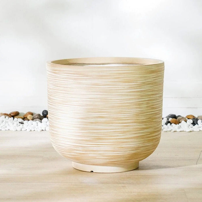Fiber Clay Pot-Rattan Design-Beige-44x44x40 CM