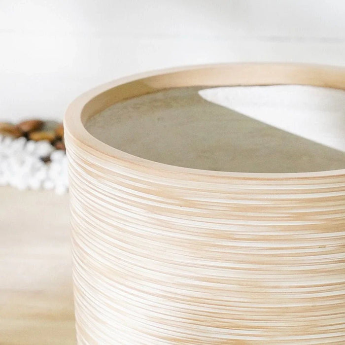 Fiber Clay Pot-Rattan Design-Beige-44x44x40 CM