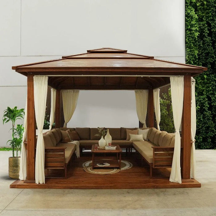 Royal Wooden Gazebo-Brown-4.4x4.4x3.4 M-AIDH60100