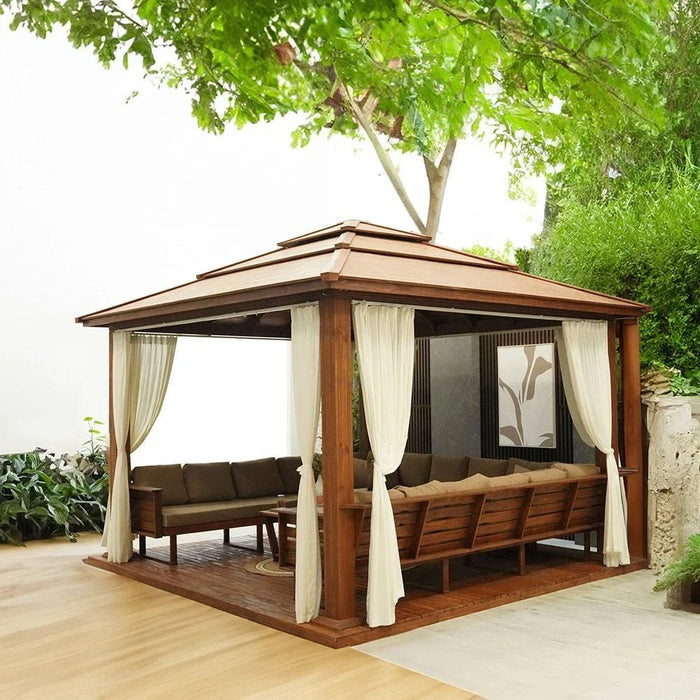 Royal Wooden Gazebo-Brown-4.4x4.4x3.4 M-AIDH60100