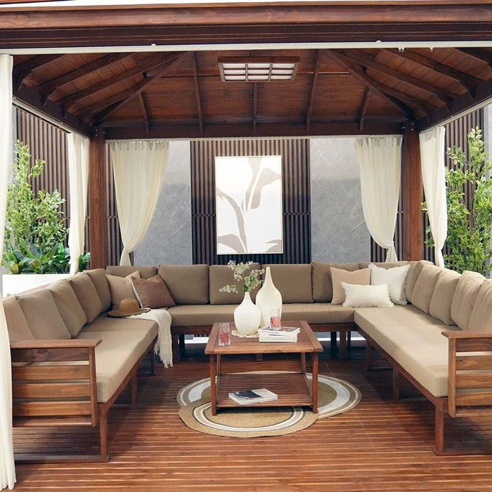 Royal Wooden Gazebo-Brown-4.4x4.4x3.4 M-AIDH60100