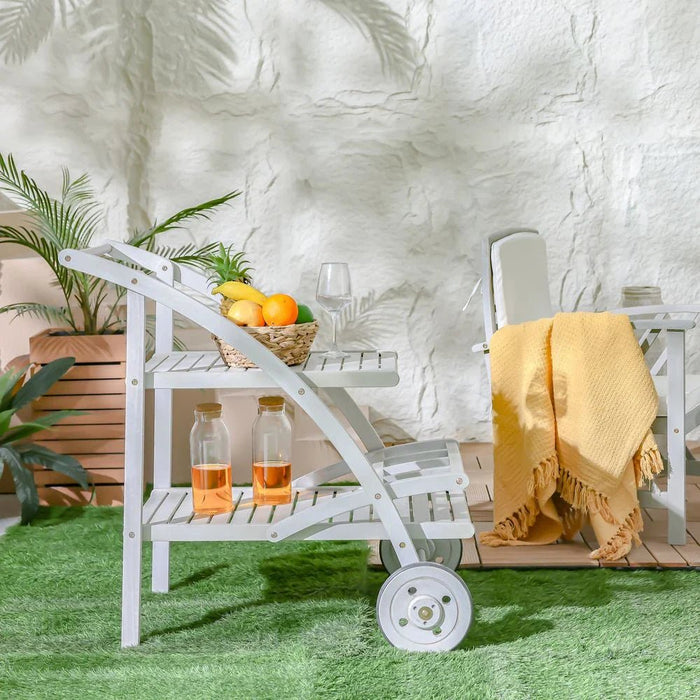 Wooden Serving Trolley-Grey