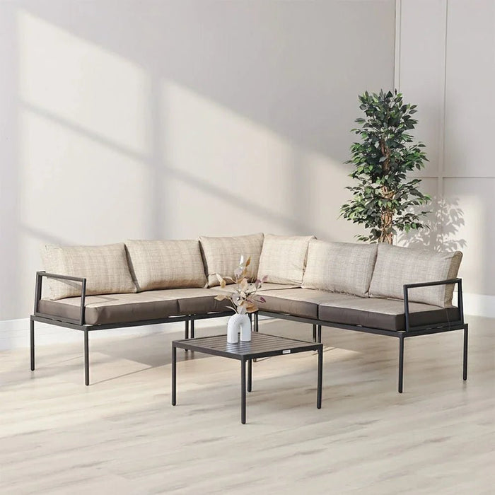 Owen 5-Seater Corner Sofa Set-Beige-With 1-Year Warranty