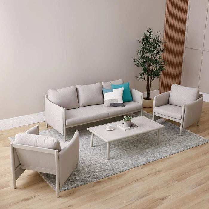 Divine 5-Seater Sofa Set with Coffee Table-Light Grey/Apricot-With 2-Year Warranty