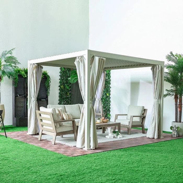 Terra Gazebo with Curtains-Apricot-With 2-Year Warranty