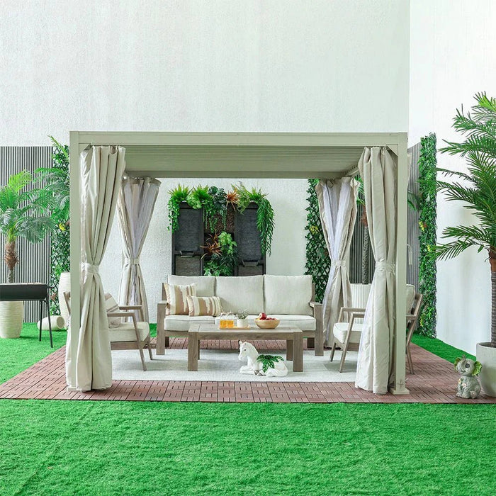 Terra Gazebo with Curtains-Apricot-With 2-Year Warranty