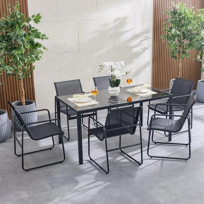 Sable 1+ 6-Seater Dining Set-Black