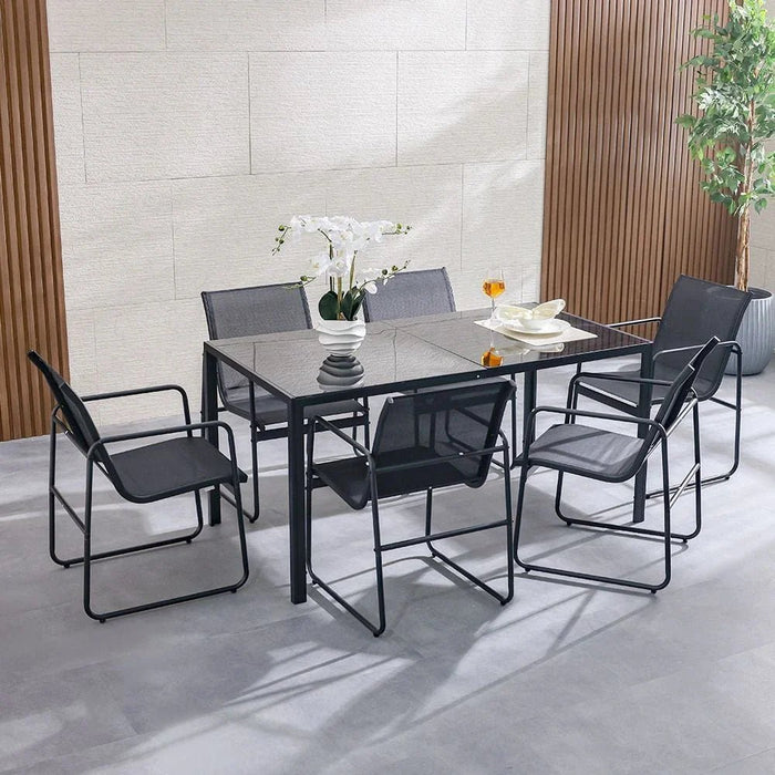 Sable 1+ 6-Seater Dining Set-Black