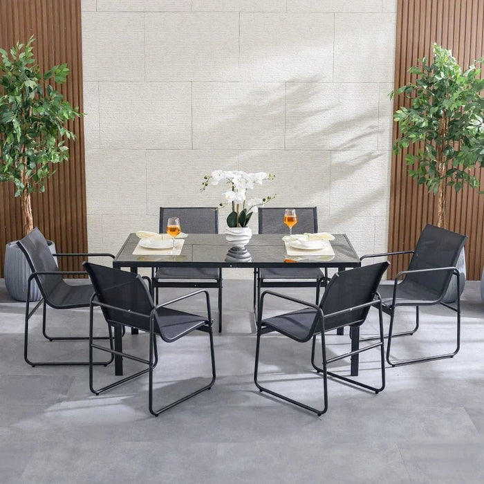 Sable 1+ 6-Seater Dining Set-Black