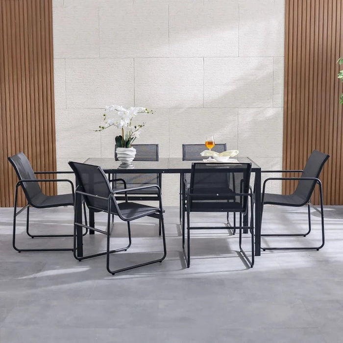 Sable 1+ 6-Seater Dining Set-Black