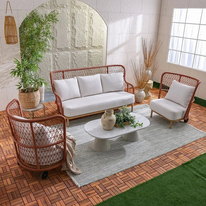 Juliya 5-Seater Sofa Set-Red/White-With 2-Year Warranty-By Ziantti