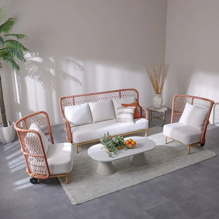 Juliya 5-Seater Sofa Set-Red/White-With 2-Year Warranty-By Ziantti