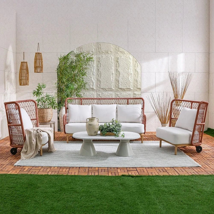 Juliya 5-Seater Sofa Set-Red/White-With 2-Year Warranty-By Ziantti