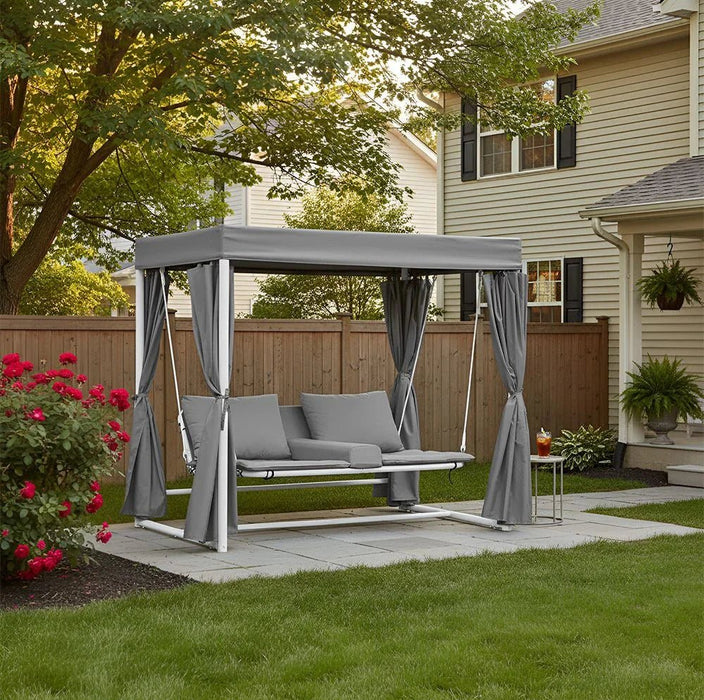 Ellora Daybed Cum Swing-White & Grey-With 1-Year
