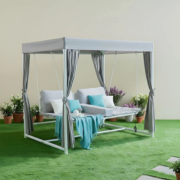 Ellora Daybed Cum Swing-White & Grey-With 1-Year