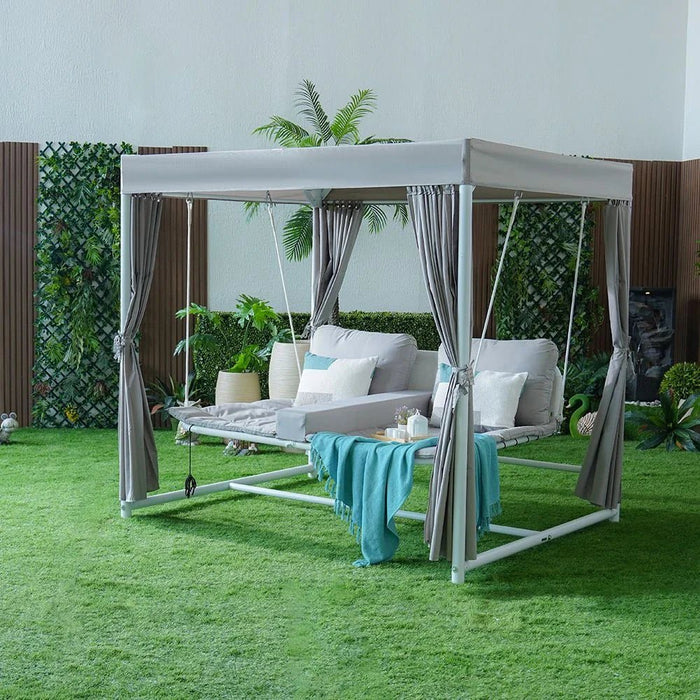 Ellora Daybed Cum Swing-White & Grey-With 1-Year