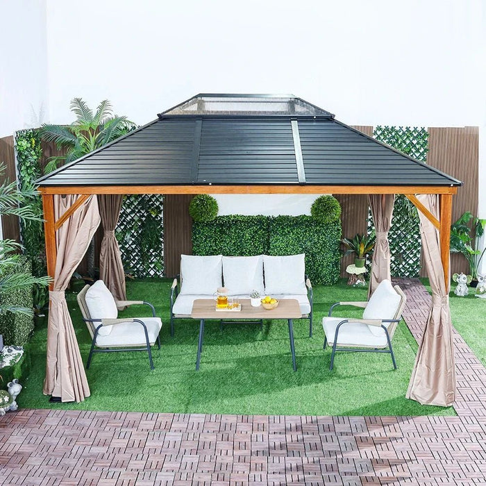 Jasmy Gazebo-Brown/Black-3x4 M-With 2-Year Warranty