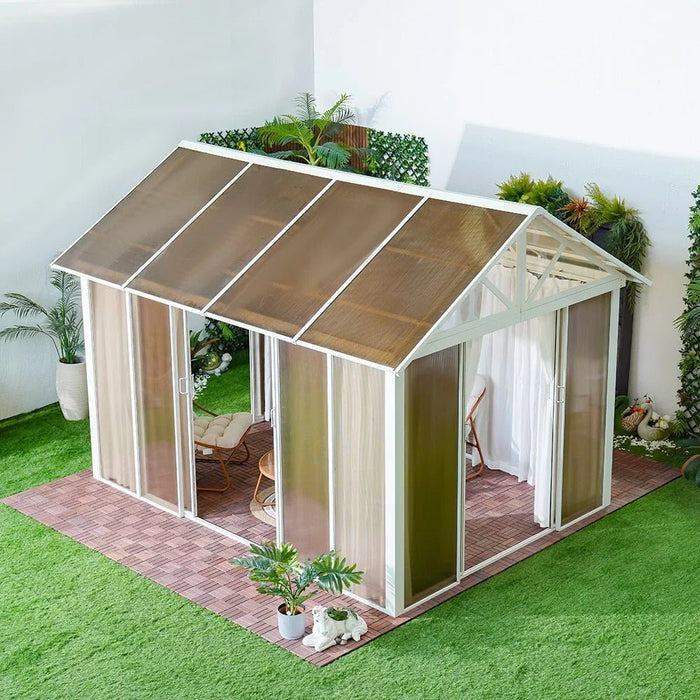 Alfa House Gazebo-White/Brown-With 2-Year Warranty