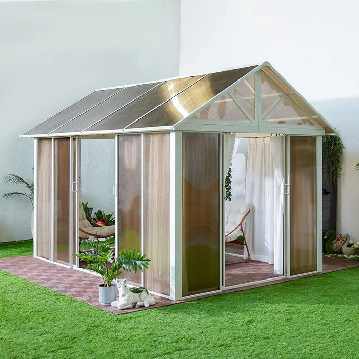 Alfa House Gazebo-White/Brown-With 2-Year Warranty
