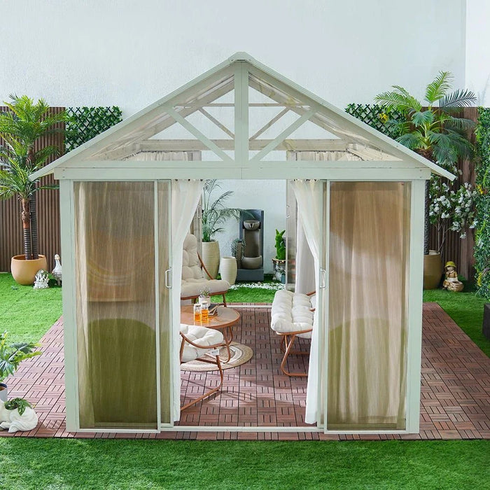 Alfa House Gazebo-White/Brown-With 2-Year Warranty
