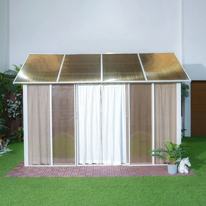 Alfa House Gazebo-White/Brown-With 2-Year Warranty