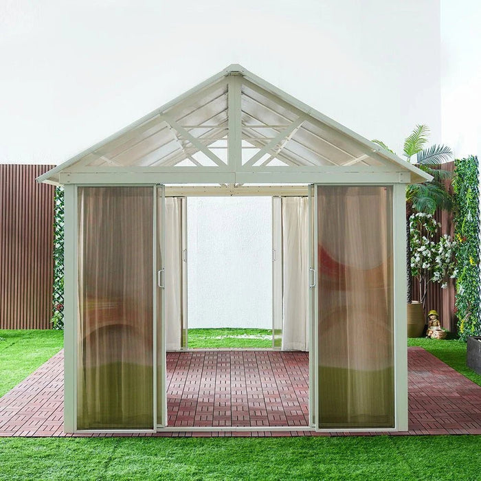 Alfa House Gazebo-White/Brown-With 2-Year Warranty