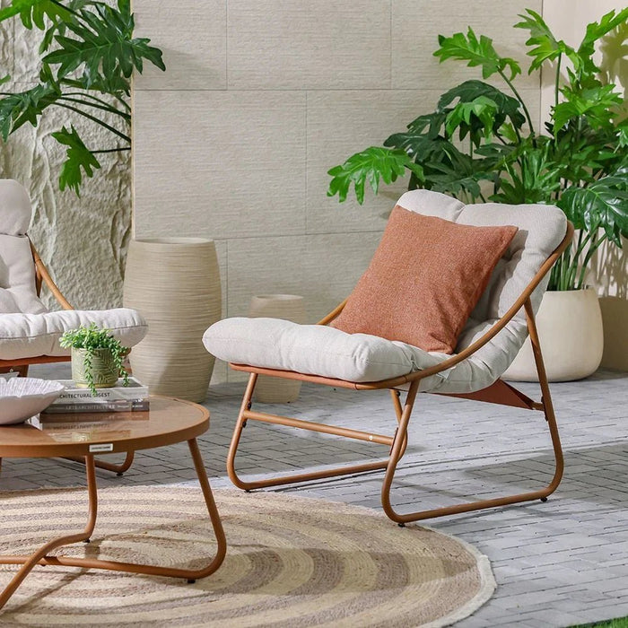 Zoya 4-Seater Sofa Set-Orange/Cream-With 1-Year Warranty