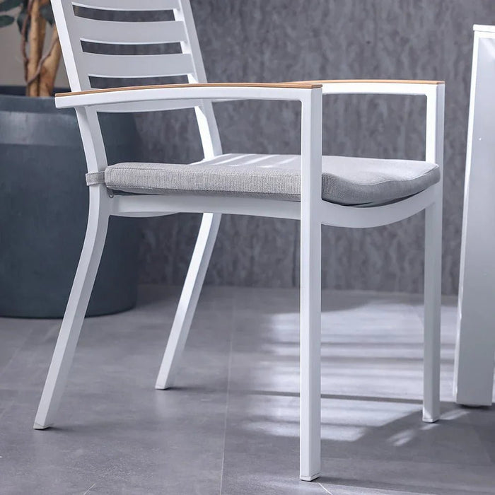 Alba 1 + 6-Seater Dining Set-White/Light Grey-With 1-Year Warranty