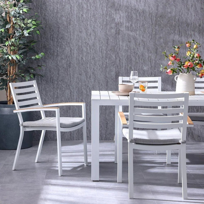 Alba 1 + 6-Seater Dining Set-White/Light Grey-With 1-Year Warranty