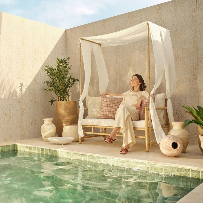 Serena Bistro Canopy Sofa - White/Bamboo - With 1-Year Warranty