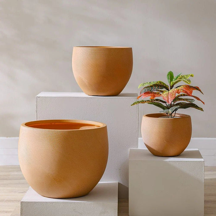 Fibre Clay Pot-Spiral-37x37x29 cm