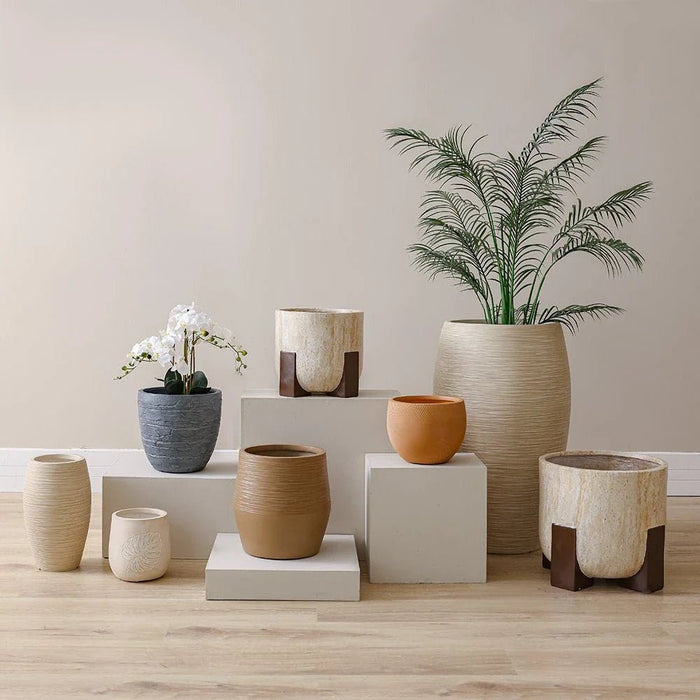 Fibre Clay Pot-Sand-37x37x60 cm