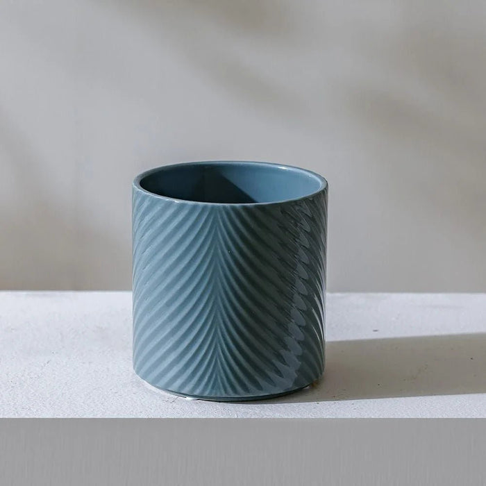 Ceramic Leaf Pot-Blue-13x13x13 cm