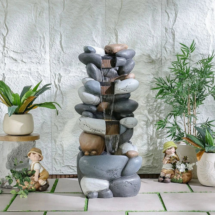 Pebble Fountain - Multi-color - 57x40x130 cm
